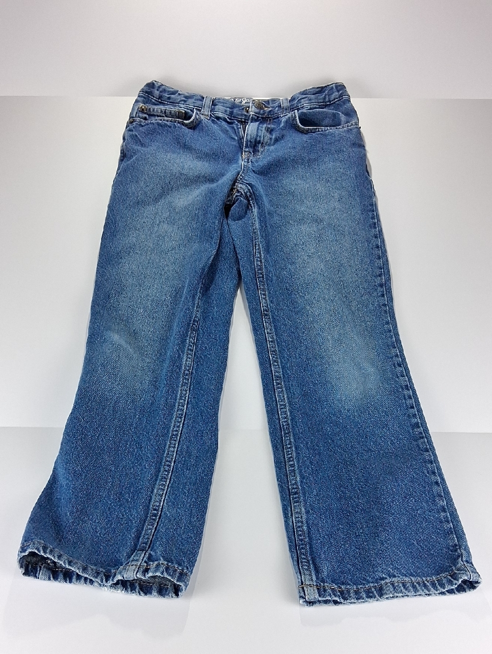 Boys Cat & Jack Relaxed Straight Leg Jeans Size 12 in Blue Wash Adjustable Waist
